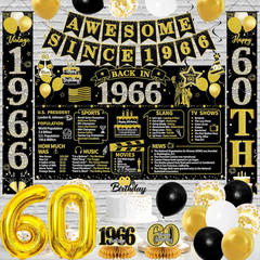 60Th Birthday Decorations Men Women, Black Gold Back in 1966 Poster Happy 60Th B
