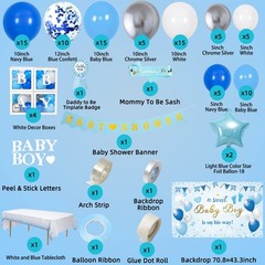 Baby Shower Decorations for Boy, Blue Baby Party Decor Kit with Balloons Boxe…