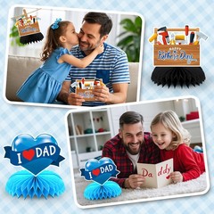 DTOFOOT 10 Pcs Father’s Day Decorations, Blue Double Sided Fathers Day Table …