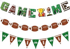 Game Time Football Banners Rugby Party Banner Sign Garlands Triangle Flags Banne