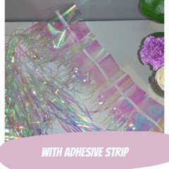 Iridescent / Rainbow Adhesive Tinsel Party Decoration Backdrop Curtain Tassel