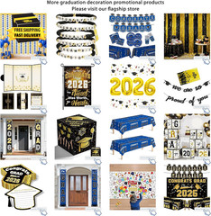 Graduation Decorations 2026 – Blue Congrats Grad Porch Banner for Graduation Par