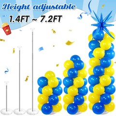 2 Set Blue Yellow Toy Inspired Cartoon Balloon Column Stand Kit with 2 Star F…