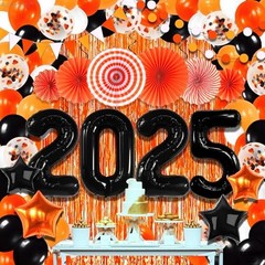 , 2025 Graduation Balloon Arch Kit 2025 – Huge, Pack of 168 | Orange and Black