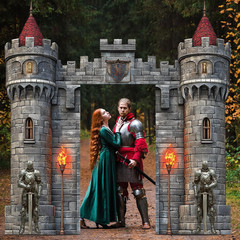 4 PCS Medieval Entryway Party Decorations Castle Door Covers Hanging Banner