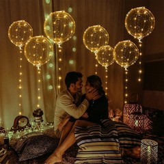 10-50 Pack LED Balloons Clear Bubble Bobo Light Up w/Warm White Lights for Party