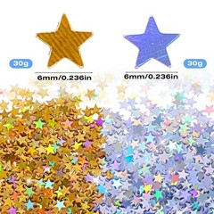 8000 PCS Gold Silver Star Mini Glitter Confetti Sequins 6mm Decor 60g