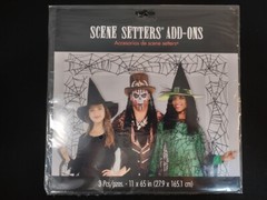 Lot (4) 3pc Plastic Spider Web Design Halloween Party Decorations Clear 11×65″