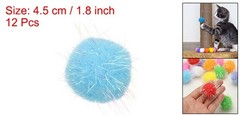 12Pcs 1.8 Inch Sparkle Flash Balls Pet Cat Pom Pom Fuzzy Balls Blue