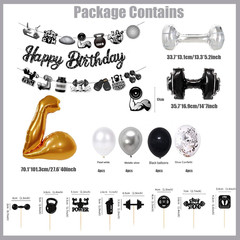 Gym Birthday Party Decorations, 30PCS Workout Gym Decor Set with Gold Muscle & D