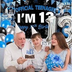 13th Decorations for Boys, 37Pcs 13 Boy Decorations Official Teenager Banner …