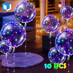 10PCS LED Light Up BOBO Balloons 20″ with String Lights Birthday Party Christmas