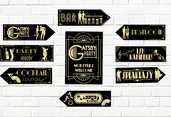 Gatsby Flapper Speakeasy Art Deco 1920s Party Bunting Arrows & Signs Decorations