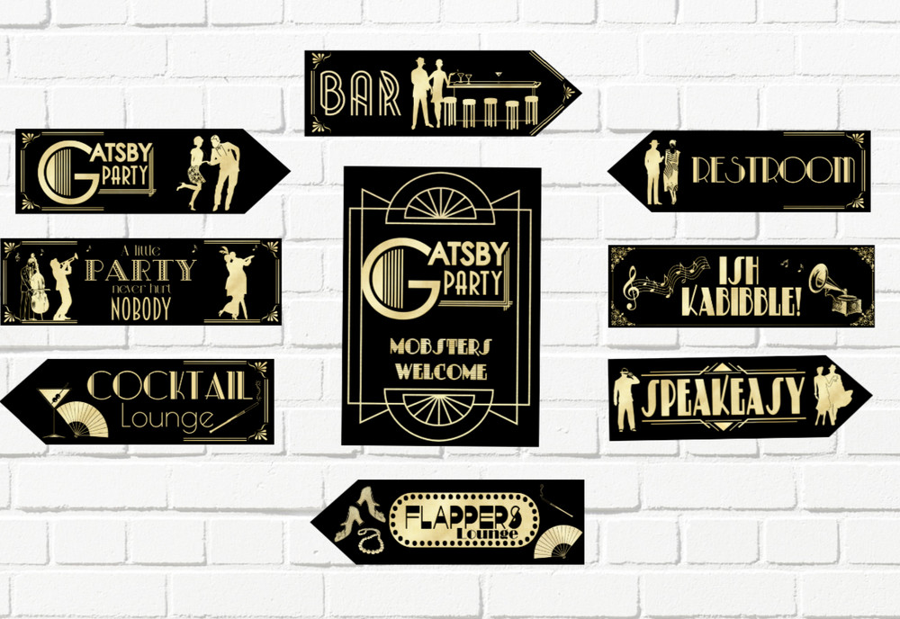 Gatsby Flapper Speakeasy Party Art Deco 1920’s Arrows & Signs Decorations
