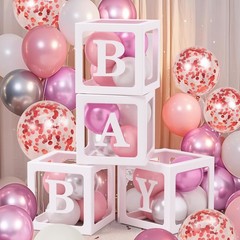 138Pcs Elephant Baby Shower Decorations Girl, Baby Boxes with Letters & Pink …