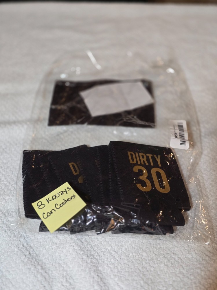 Dirty 30 Birthday Can Cooler Set of 8 Black Gold 30th Party Favors Decoration