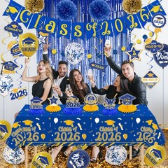 Graduation Decorations 2026 Blue and Gold Class of 2026 Banner Congrats Grad …