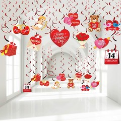 30 Pcs Valentine’s Day Hanging Swirl Party Decorations Foil Swirl Ceiling Decora