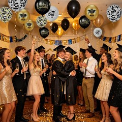 Graduation Balloons 2026, 61Pcs 12 Inch Black Gold Silver Confetti Balloons L…