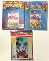 Wall or Door Party Decor Mural 42″X72″ Flamingos Flowers Beach Ocean, LOT OF 3,
