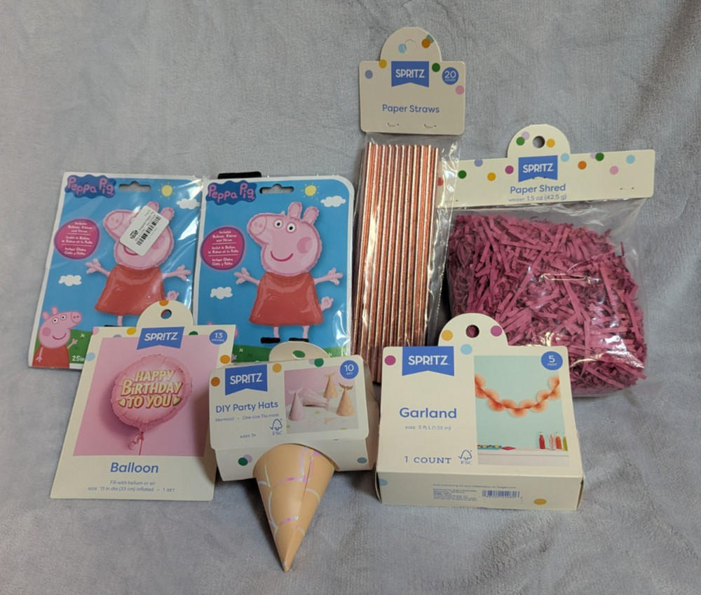 Peppa Pig Pink Birthday Party Decoration Bundle – Balloons, Hats, Garland & More