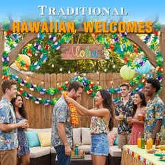 FUTUREPLUSX 4PCS Tropical Hawaiian Garland Luau Party 4 pack, Medium