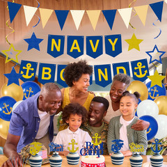 Navy Party Decorations, Blue White Military Themd Banner, Farewell Party Welcome