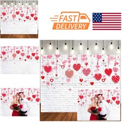 Durable 8x6ft Backdrop with Red Hearts Perfect for Valentine’s Celebrations