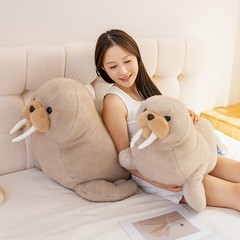 Realistic Walrus Plush Pillow Soft Stuffed Sea Animal Cushion Multiple Sizes