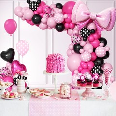 123pcs Pink and Black Balloon Arch Garland Kit with Hot Pink Light Pink Black…