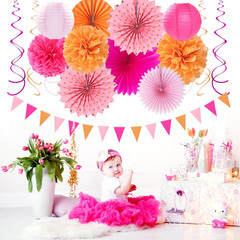 Hot-Pink Burnt-Orange Fall Party Decorations – 33Pcs Birthday Baby Shower Banner