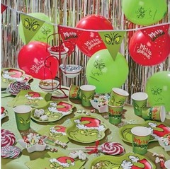 Grinch Grinchmas Party Box 42pcs Xmas Decorations Plates Cups Balloons Bunting
