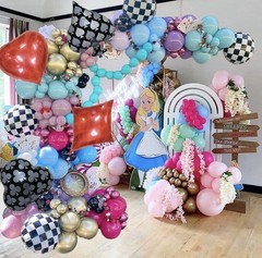 Alice in Wonderland Balloon Garland Arch Kit, 129pc Purple Pink Rai… Fast Ship