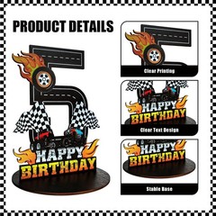 5th Truck Birthday Number Sign Centerpiece Wooden Decoration Photo Prop 1 PCS