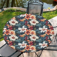 Round Fitted Tablecloth with Elastic Edge, 36″-60″ Waterproof Stain Resistant Ta