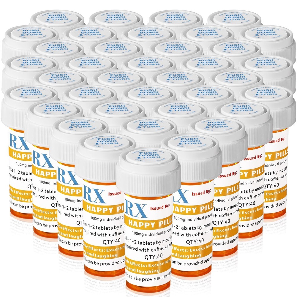 50 Set Nursing Graduation Party Supplies – 50 Empty Pill Bottles & Labels, Favor