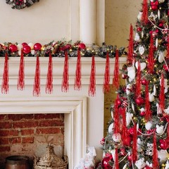 Red Metallic Christmas Tinsel Icicles Foil Fringe Tree Decor 3000 Strands