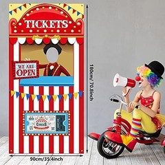 Carnival Circus Theme Party Decorations, Photo Door Banner Ticket Booth Polyeste