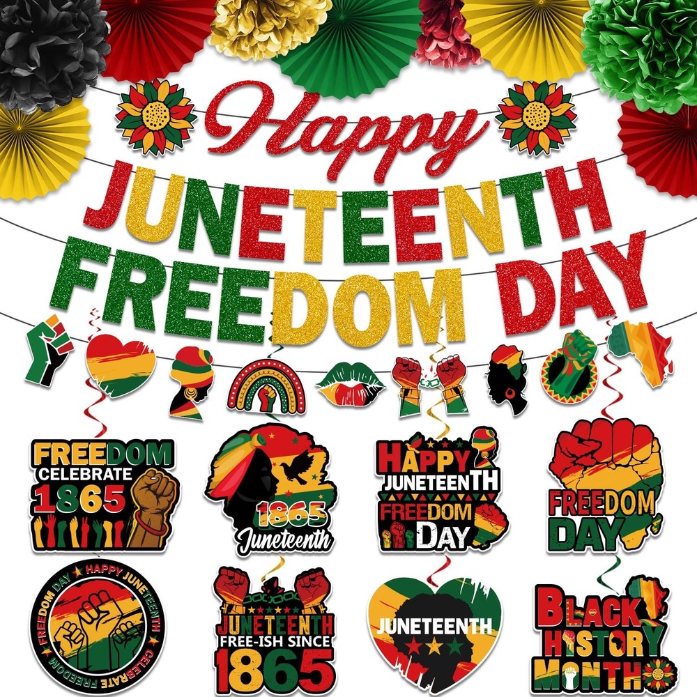 Juneteenth Decorations, NO-DIY Juneteenth Party Supplies Includes Banner Hanging