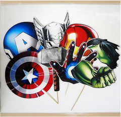 AVENGERS Scene Setter BIRTHDAY party BACKDROP 12 photo props Marvel superheroes