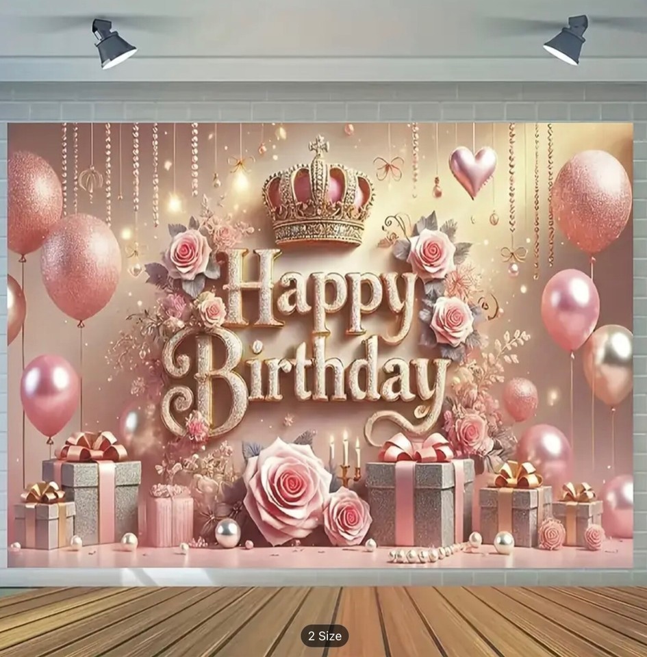 3D Rose Gold Crown Balloon Backdrop Womens Birthday Party Banner Decorations
