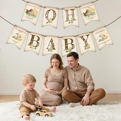 Classic Pooh Baby Shower Decorations – Oh Baby Banner with 2 Ropes & Threadin…