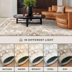 Boho Bathroom Rugs – Washable Non-Slip Soft Low Pile Area Rug for Entryway, K…