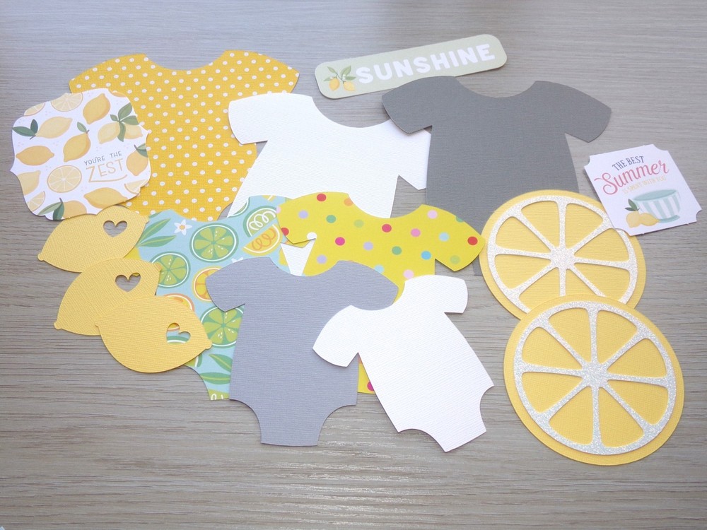 Lemon Baby Shower Lemon Slice Yellow Gray One Piece Carta Bella Lemon Die Cuts