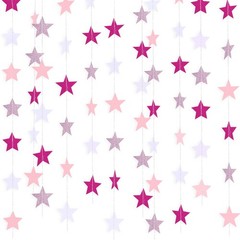Patelai Glitter Star Garland Banner 2026 130 feet, Pink,rose Red,white