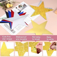 100 Pcs Laser Gold Stars Cutouts, 6 Inch Double Printed Paper Stars Cutout