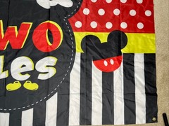Mickey 2nd Birthday Photography Backdrop Mickey Inspired Oh Twodles 60 X 35”