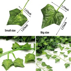 12 Pack Fake Vines for Room Decor with 100 LED 12pcs Ivy 100 LED, Green