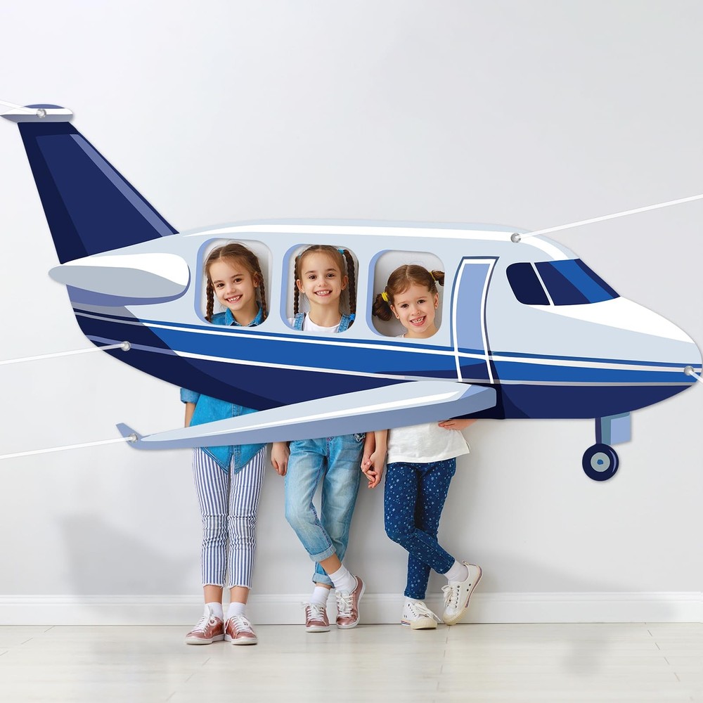 Airplane Shaped Photo Prop Selfie Frame Airplane Birthday Decoration Large Fa…
