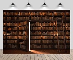 7x5ft Magic Bookshelf Backdrop Magical Wizard Library Opening Door 7x5FT B1-331